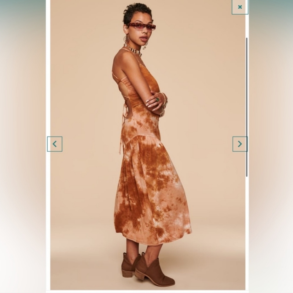 Earthbound Backless Tie-Dye Brown Dress